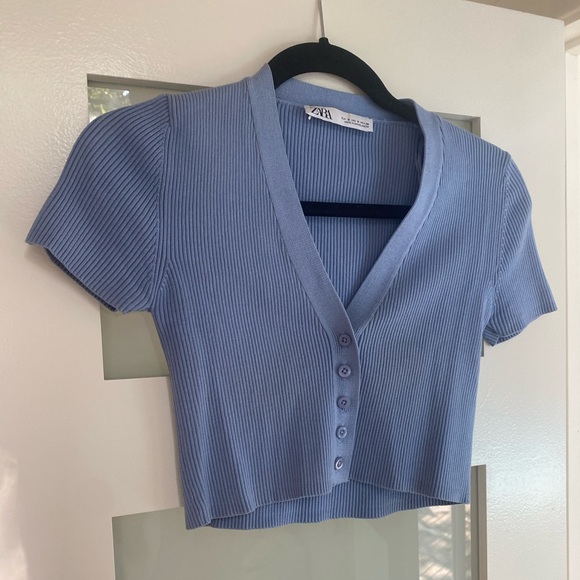 ZARA Ribbed Cropped T Shirt - Picture 4 of 4